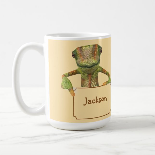 Taza De Café Amarillo Mantequilla con Lagarto Estampado Multico (Izquierda)
