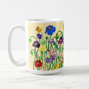 Taza De Café Amarillo Mantequilla y Amapola Pop Silvestre Brill