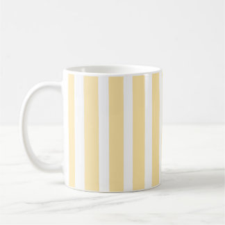 Taza De Café Amarillo Pastel y Raya Vertical Blanca