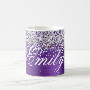 Taza De Café Amarillo plateado personalizado Amethyst Foil