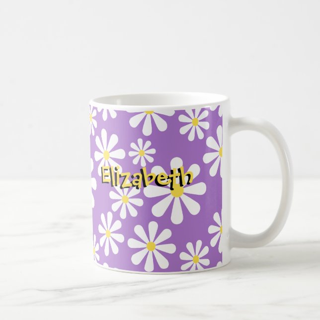 Taza De Café Amarillo púrpura personalizado margarita loca (Derecha)