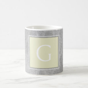 Taza De Café Amarillo Vintage Damask Monograma Mug