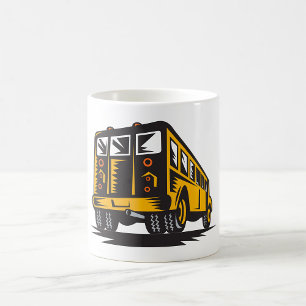 Taza De Café Amarillo vintage del autobús escolar retro