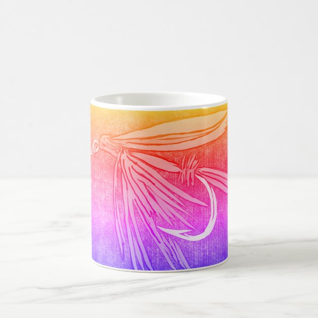 Taza De Café "Amarillo y Naranja" Clásica trucha mosca (Centro)