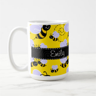 Taza De Café Amarillo y negro manosee la abeja