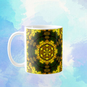 Taza De Café Amarillo y verde hippie psicodélico