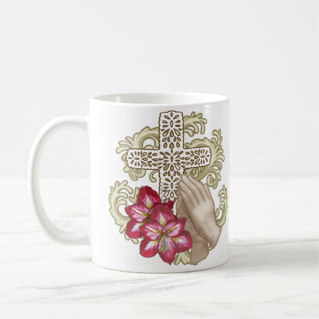Taza De Café Amaryllis Wh Christian Cross (Izquierda)