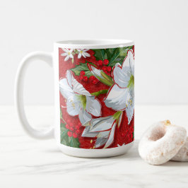 Taza De Café Amaryllis y Holly Red Navidades