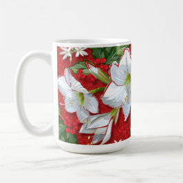 Taza De Café Amaryllis y Holly Red Navidades