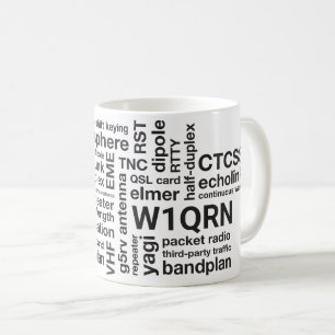 Taza De Café Amateur Ham Radio Wordcloud Mug con Callsign