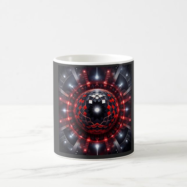 Taza De Café Amazing Red/Black Checkered Mandelbrot Starbursts (Centro)