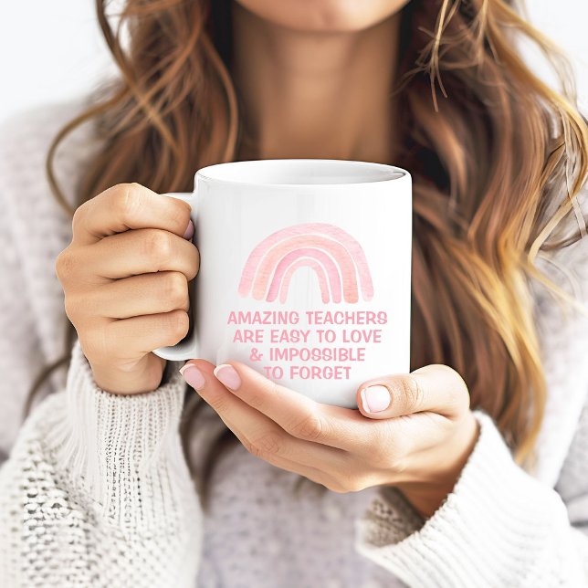 Taza De Café Amazing Teachers are Easy to Love Pink Rainbow (Subido por el creador)