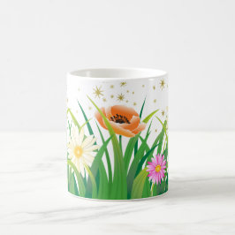 Taza De Café ambiente encantador-jardín-florido