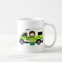 Ambulancia del dibujo animado y EMT