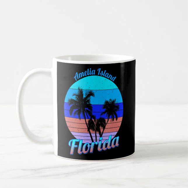 Taza De Café Amelia Island Florida Retro Palm Trees Beach Summe (Izquierda)