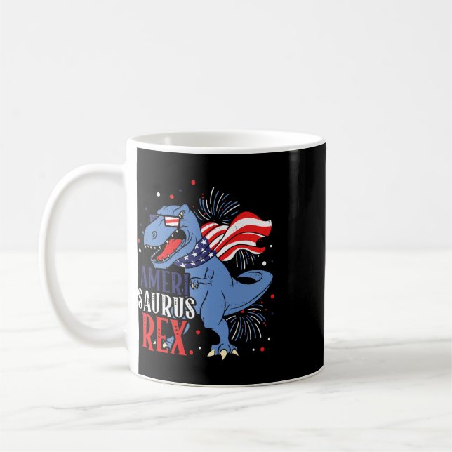 Taza De Café Ameri Saurus Rex 4 de Julio Dinosaurio Independenc (Izquierda)