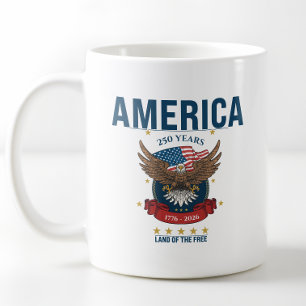 Taza De Café América 250 Años Tierra de la Libertad Patriótico