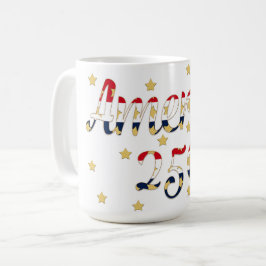 Taza De Café America 250 red white blue gold 