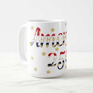 Taza De Café America 250 red white blue gold 