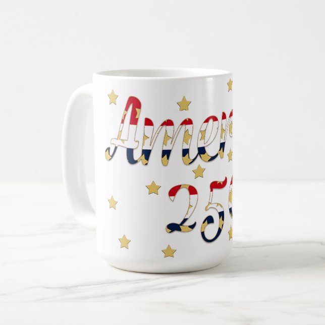 Taza De Café America 250 red white blue gold  (Anverso izquierdo)