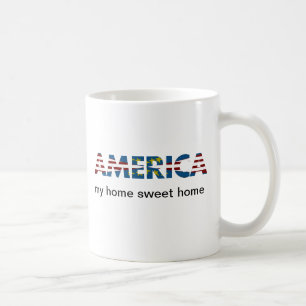 Taza De Café América blanca y azul