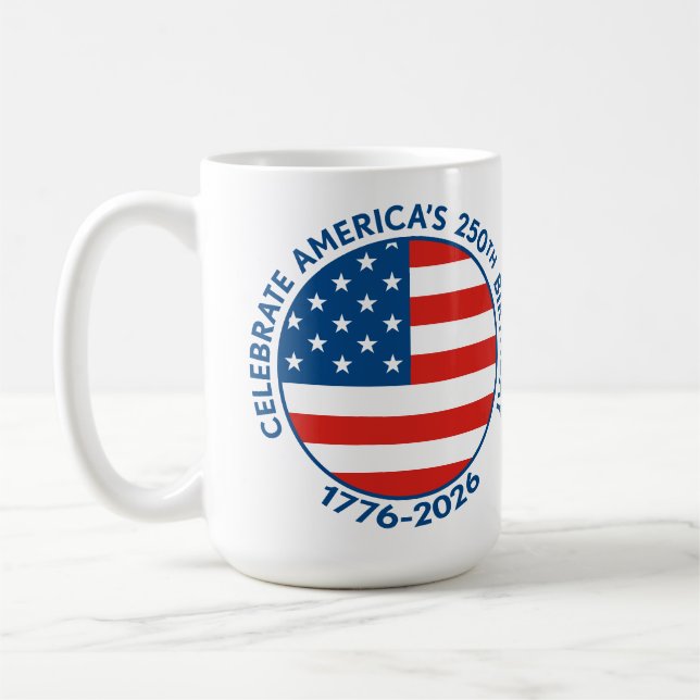Taza De Café America Semiquincentennial 1776-2026 USA 250 Flag (Izquierda)