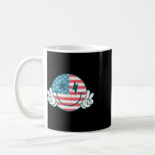 Taza De Café América Vibra Cara Sonriente Bandera Americana 4 D