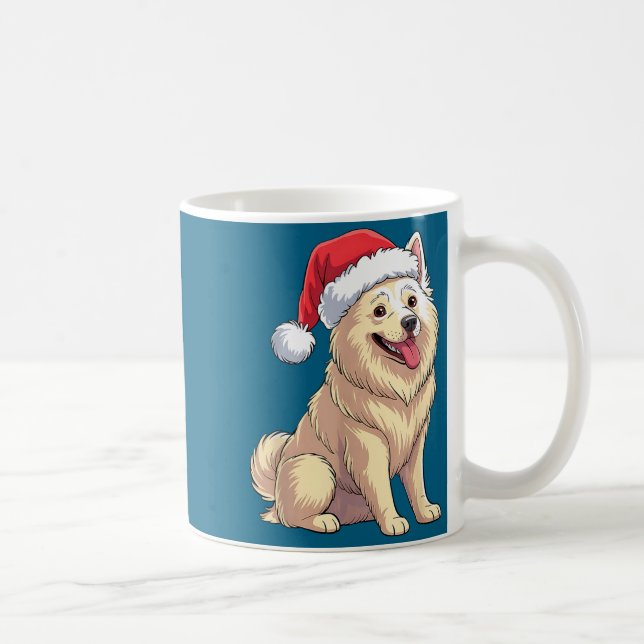 Taza De Café American Eskimo Dog Christmas Santa Hat Pet Dog Lo (Derecha)