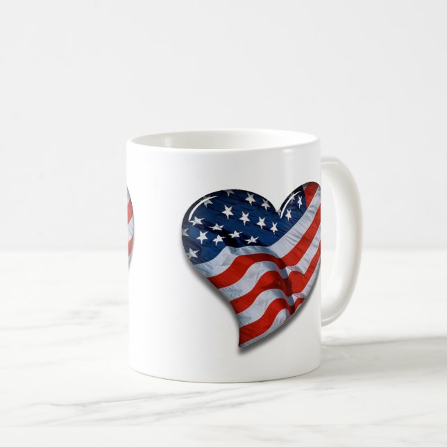 Taza De Café American Flag Heart (Anverso derecho)