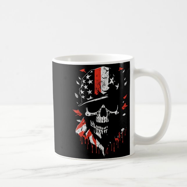 Taza De Café American Flag Skull Soldier Patriotic Military Gra (Derecha)