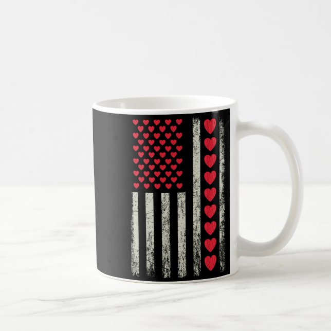 Taza De Café American Flag With Hearts Valentine S Day  (Derecha)