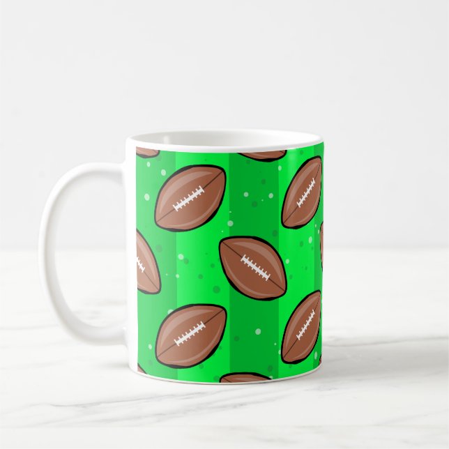 Taza De Café American Football Balls - Pattern on Green (Izquierda)