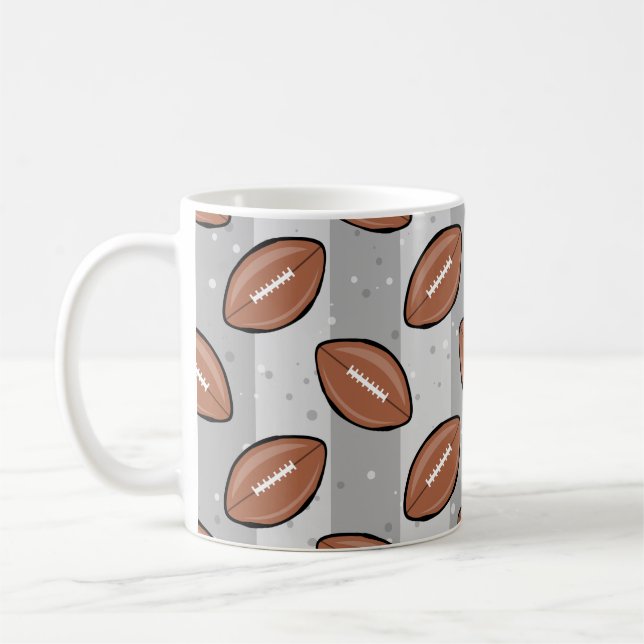 Taza De Café American Football Balls - Pattern on Grey  (Izquierda)