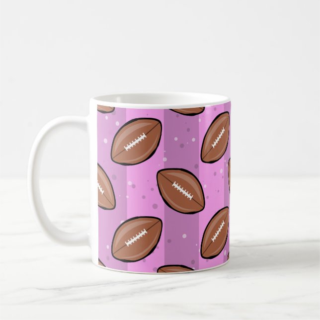 Taza De Café American Football Balls - Pattern on Pink  (Izquierda)