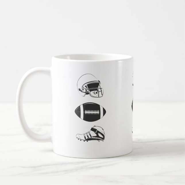 Taza De Café American Football Gear Silhouette | Helmet Ball  (Izquierda)