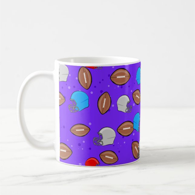 Taza De Café American Football - Helmet & Ball Seamless Pattern (Izquierda)