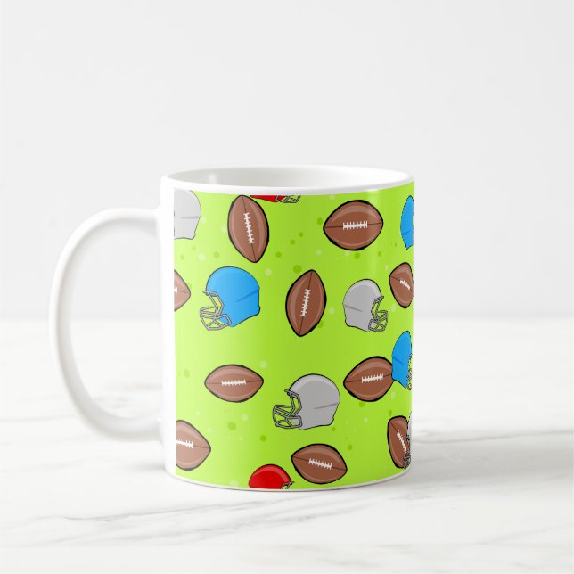 Taza De Café American Football - Helmet & Ball Seamless Pattern (Izquierda)