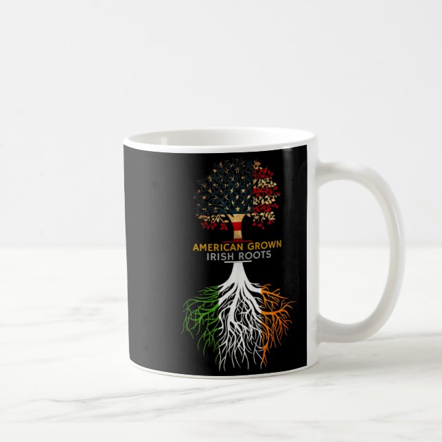 Taza De Café American Grown Irish Roots Ireland And Usa Flags  (Derecha)
