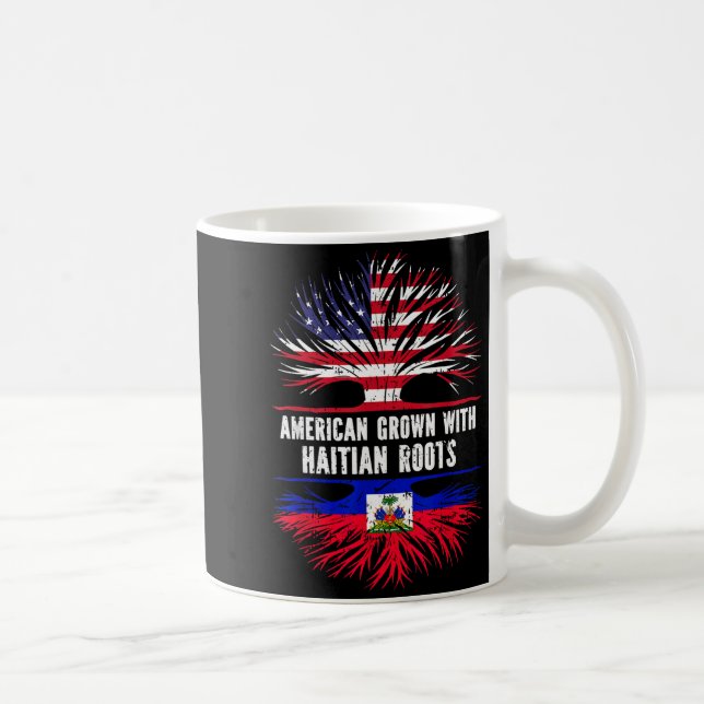 Taza De Café American Grown With Haitian Roots Usa Flag Haiti  (Derecha)