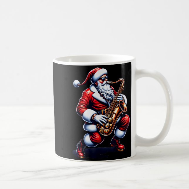 Taza De Café American Santa Playing Saxophone Xmas Jazz Christm (Derecha)