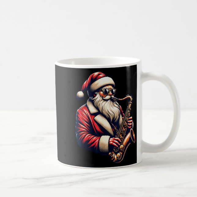 Taza De Café American Santa Playing Saxophone Xmas Jazz Christm (Derecha)