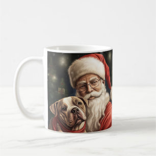Taza De Café American Staffordshire con Santa Claus Navidad