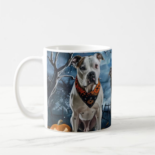 Taza De Café American Staffordshire Halloween Spooky (Izquierda)