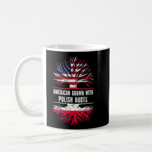 Taza De Café Americano Crecer Con Raíces Polacas Bandera Estado