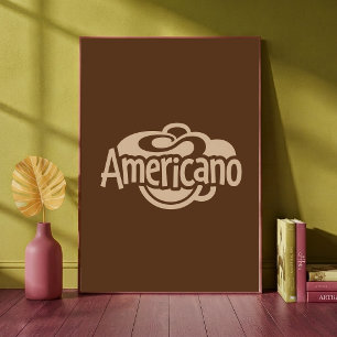 Taza de café americano retro arte tipográfico café