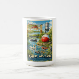 Taza De Café Amery, Wisconsin City of Lakes Coffee Mug