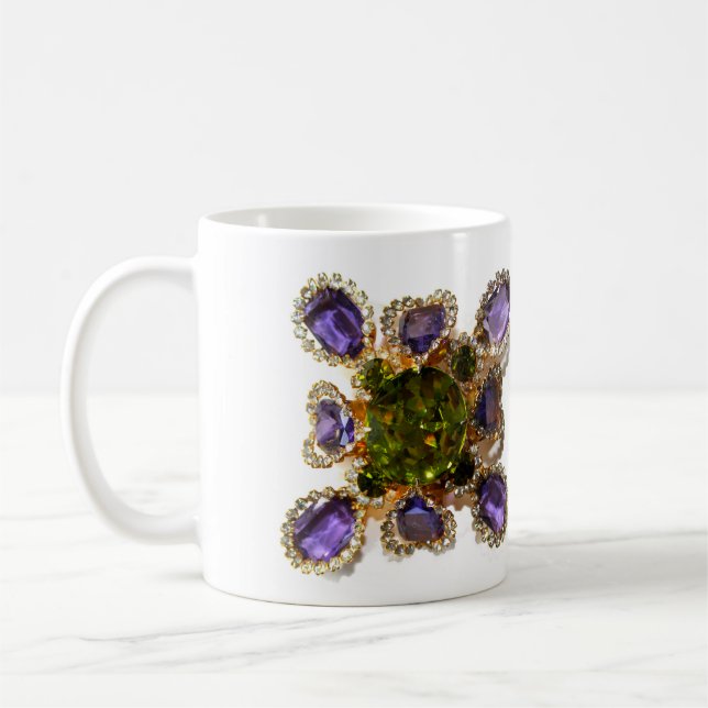 Taza De Café Ametría púrpura Diamantes Emerales joyas (Izquierda)