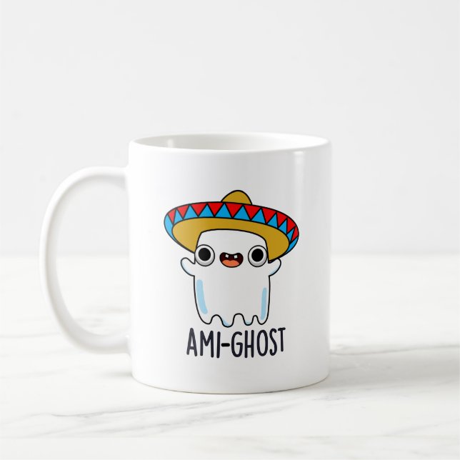 Taza De Café Ami-Fantasma Funny Halloween Pun Fantasma Mexicano (Izquierda)