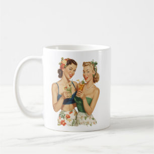Taza De Café Amigas Cóctel Verano Pin-Up Vintage