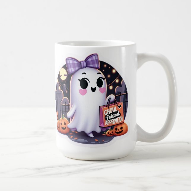 Taza De Café Amigo de Cute Ghoul aprobado Halloween (Derecha)